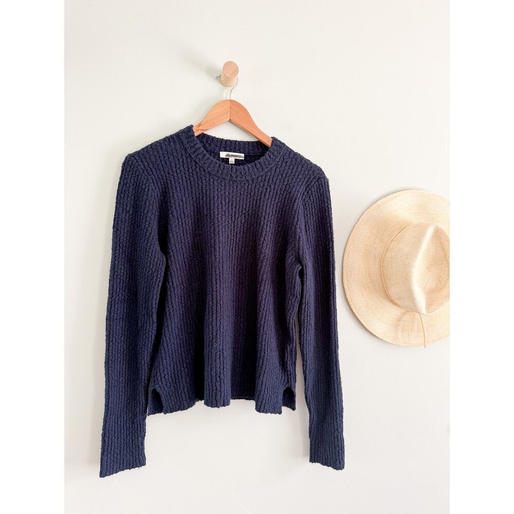 Madewell | NWT Bouclé Knit Crewneck Sweater Midnight Navy | Sz XL - Picture 2 of 10
